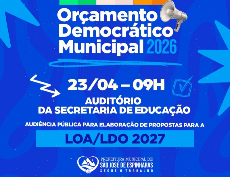 Or�amento Democr�tico Municipal acontecer� nesta quinta-feira (23) em S�o Jos� de Espinharas